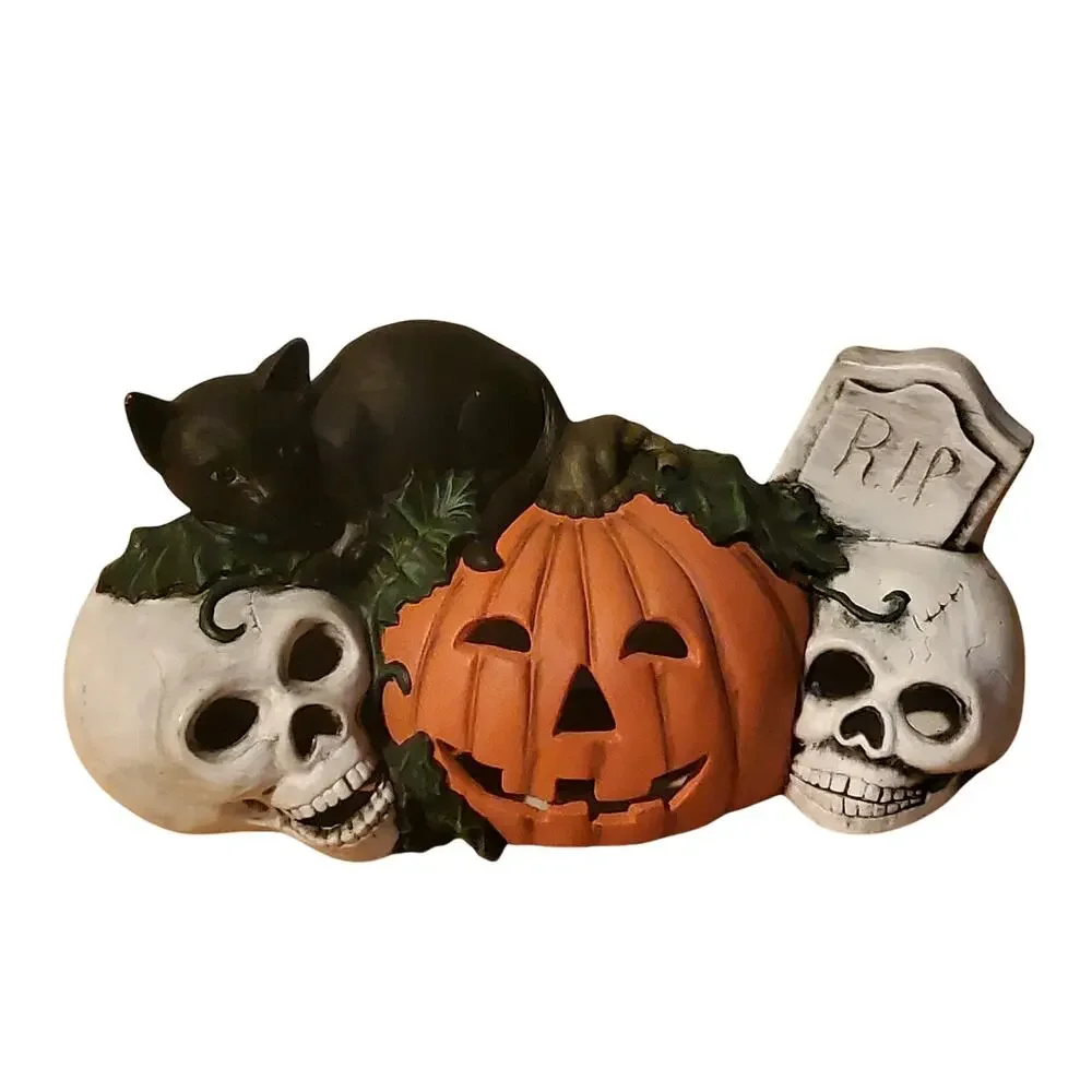 Pumpkin Skull Black Cat Halloween Lamp with Red Light 10